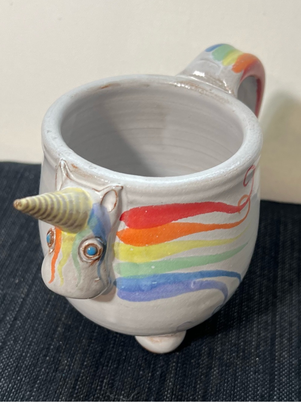 Ceramic Unicorn Rainbow Mug - White with Multicolor Mane